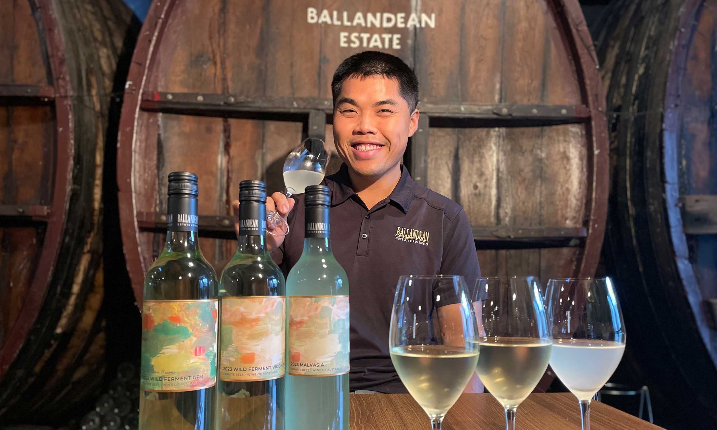 Boxi-Zhen, winemaker, with his Minimal Intervention Wines
